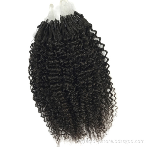 Kinky curly micro loop ring hair extensions human,remy human hair extension micro ring for black women raw indian hair